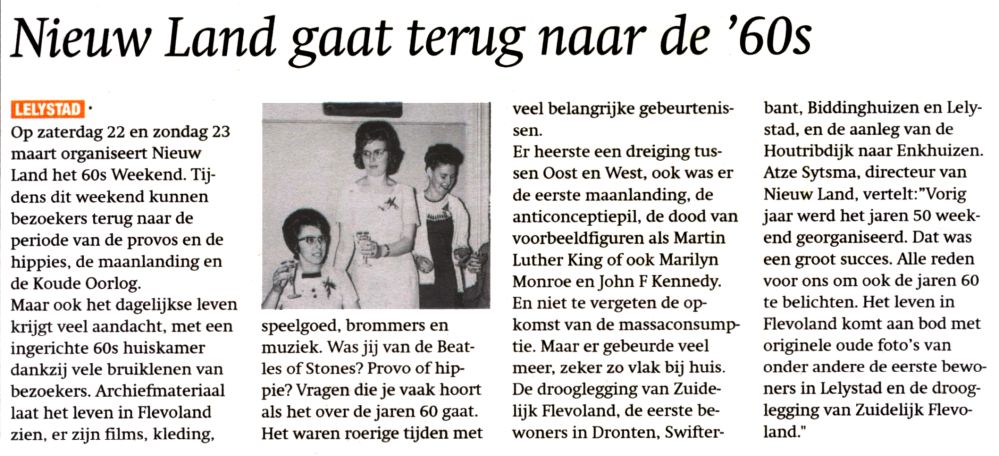 Sixties weekend in Museum Nieuw Land Lelystad knipsel 1