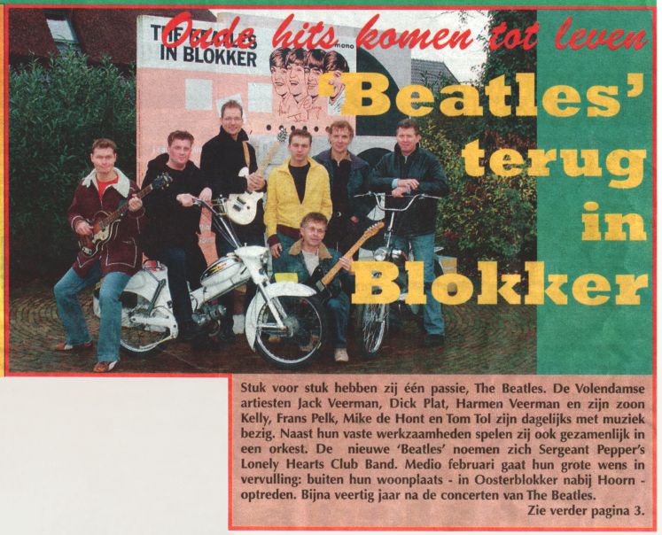 Krantenknipsel over een Nederlandse gelegenheidsband.