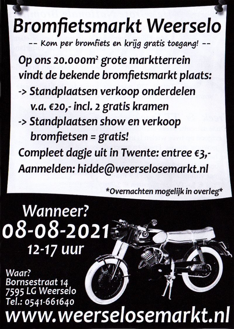 Bromfietsmarkt Weerseloo Poster 2021
