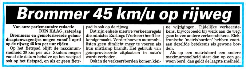 Brommer 45km/u op de rijweg