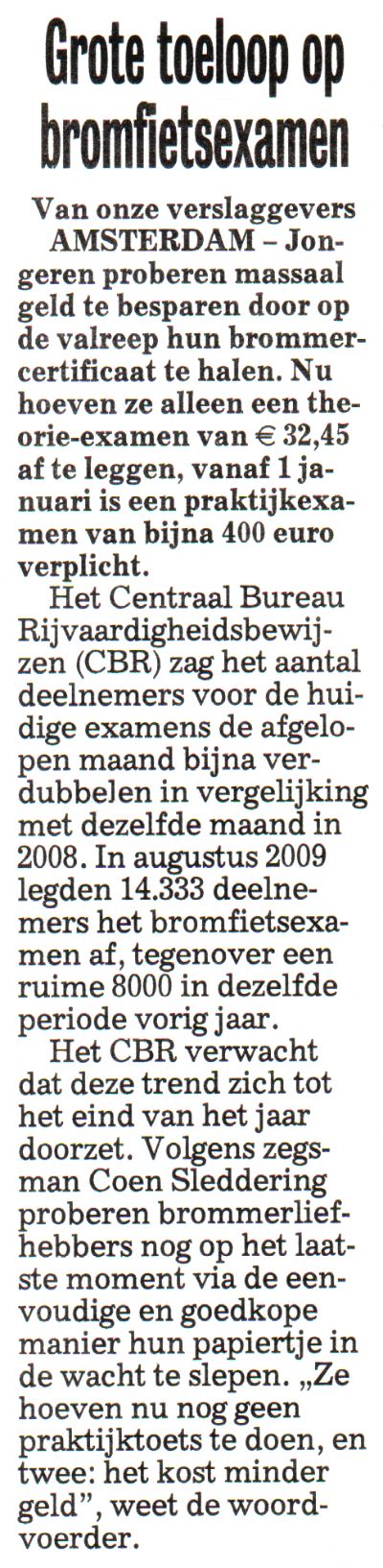 Grote toeloop op bromfietsexamen