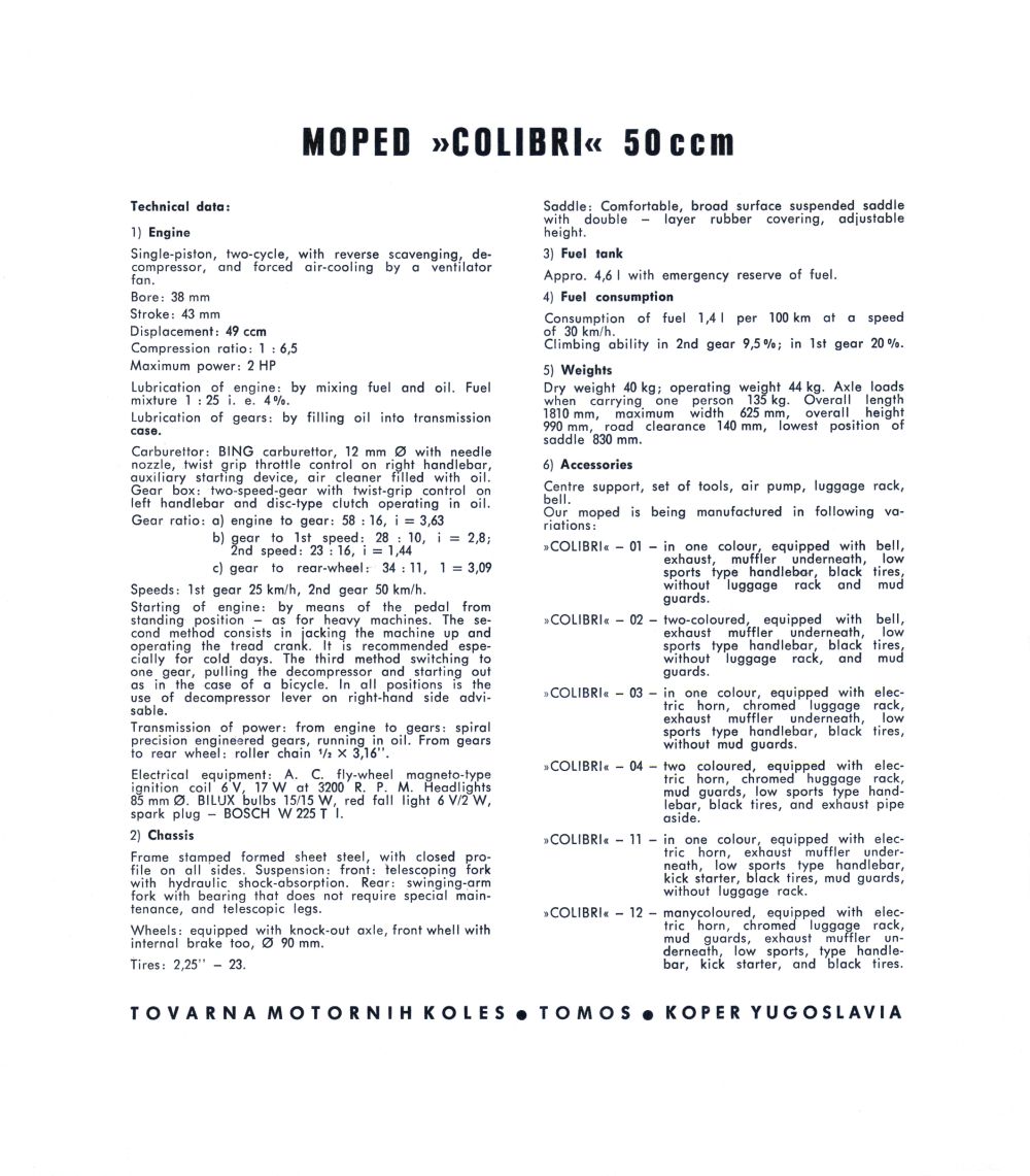 Colibri 1960 50 ccm folder blad 2