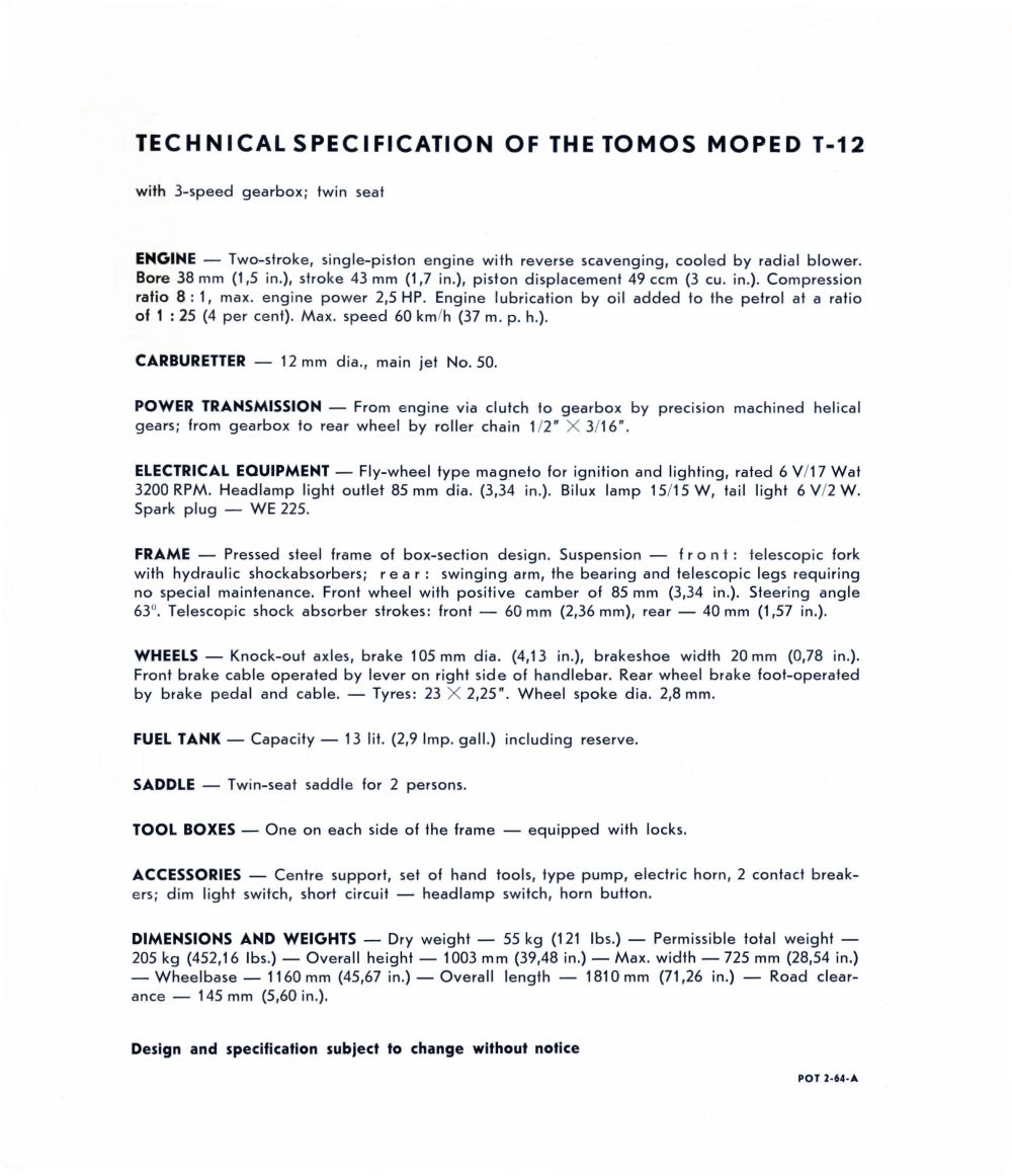 Colibri T12 1964 folder blad 2