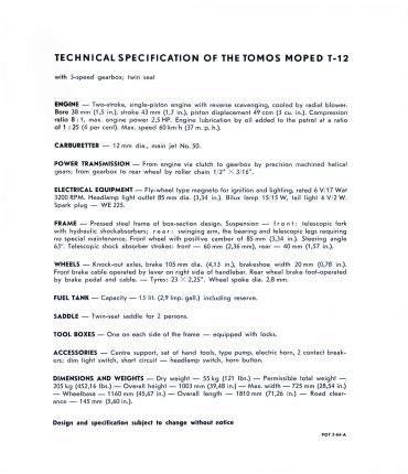 Tomos Colibri T 12 1964 folder blad 2