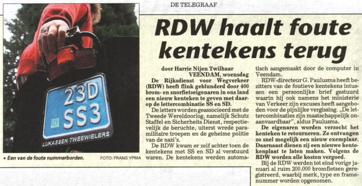 RDW haalt foute kentekens terug
