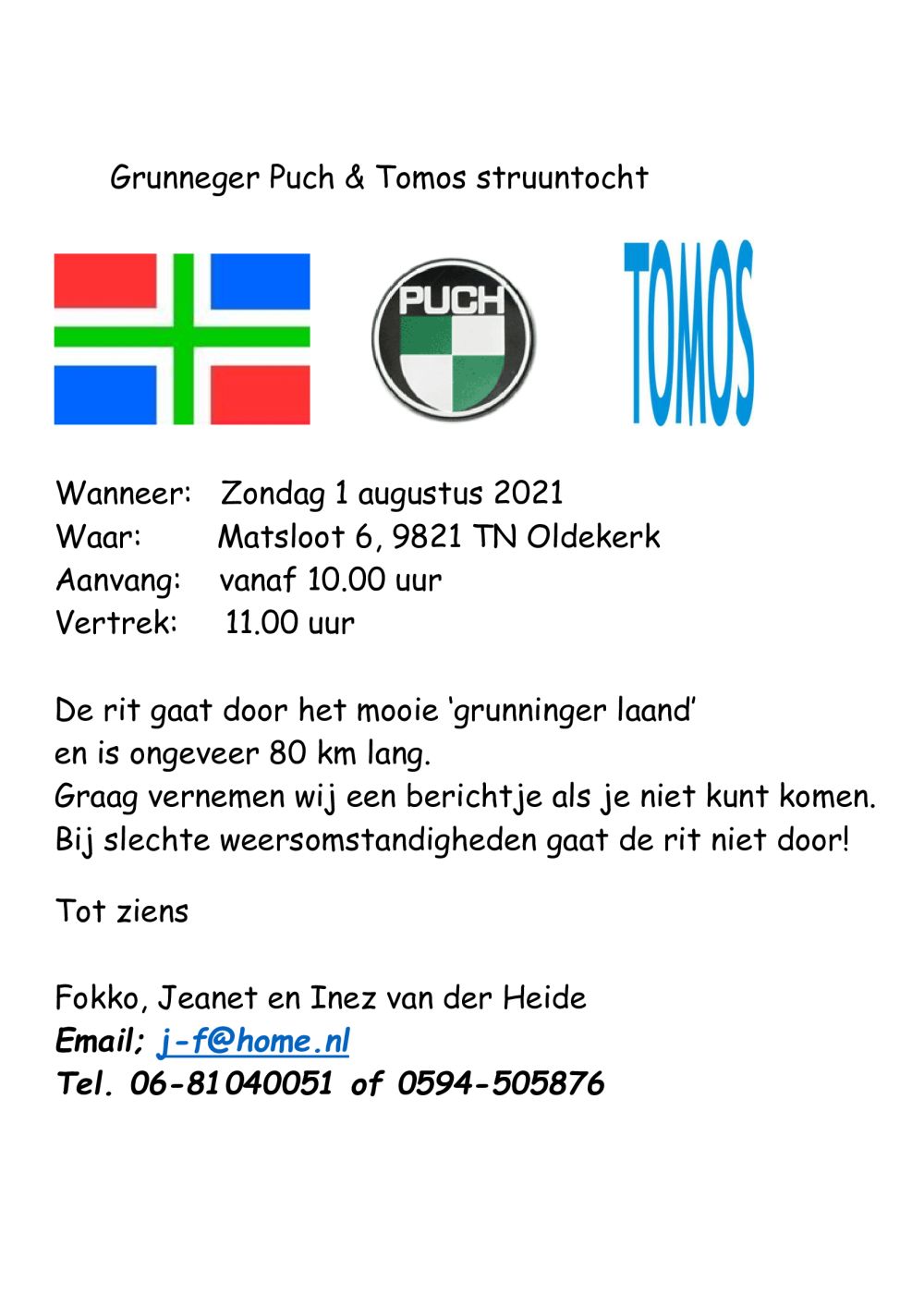 Grunneger Puch en Tomos Struuntocht Poster 2021