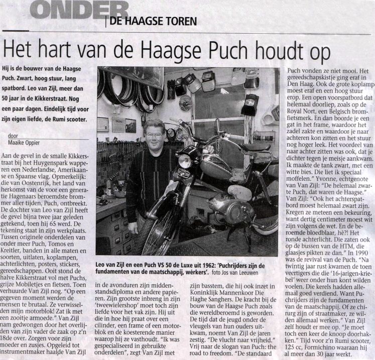Krantenknipsel over Leo van Zijl.