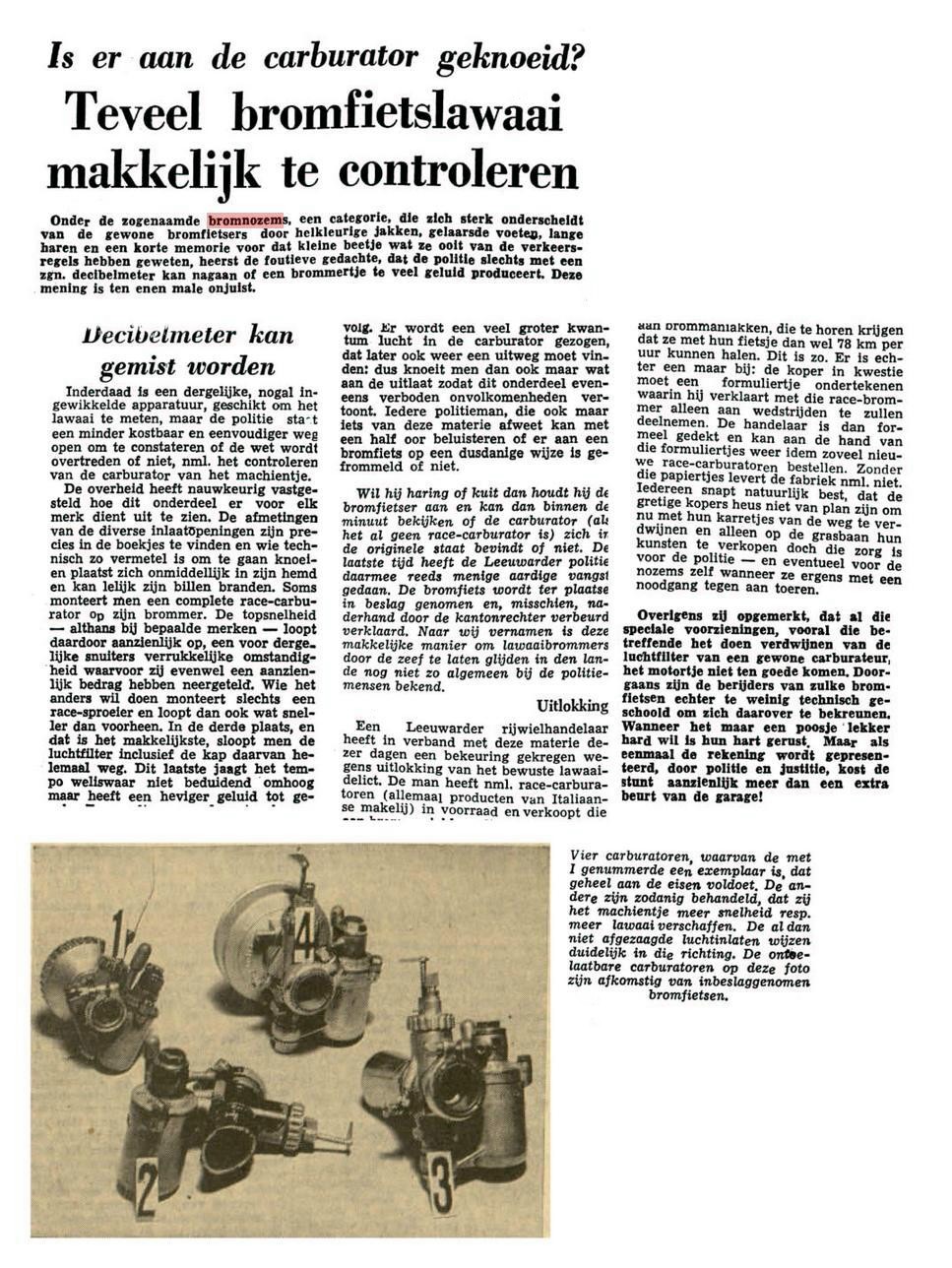 Te veel bromfietslawaai makkelijk te controleren artikeltje