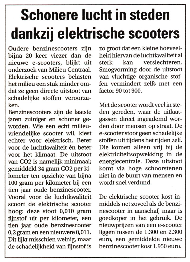 Schonere lucht in steden dankzij elektrische scooters knipsel 2010