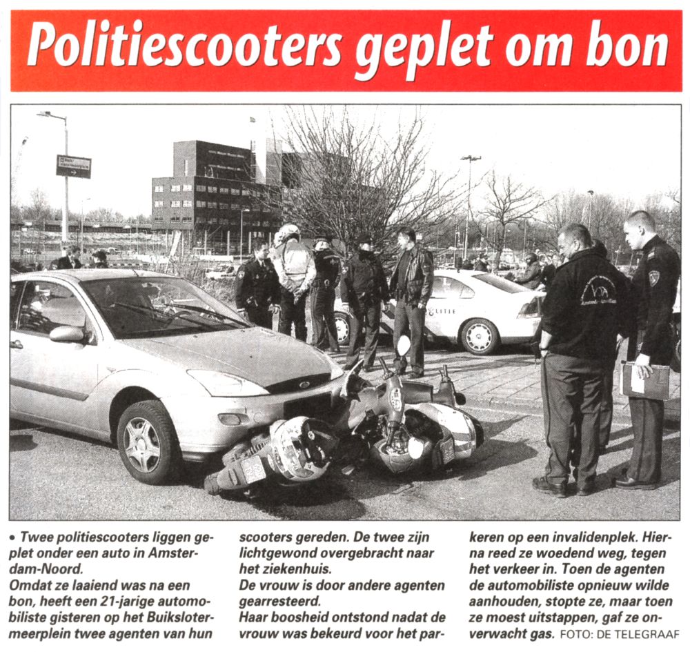 Politiescooters geplet om bon