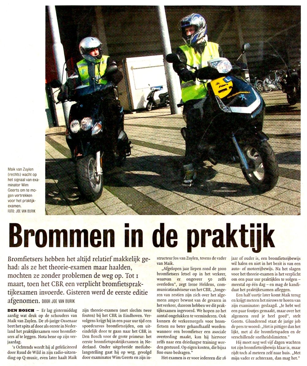 Brommen in de praktijk knipsel 2010