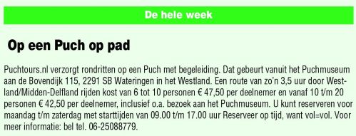 Reclame voor Puch verhuur