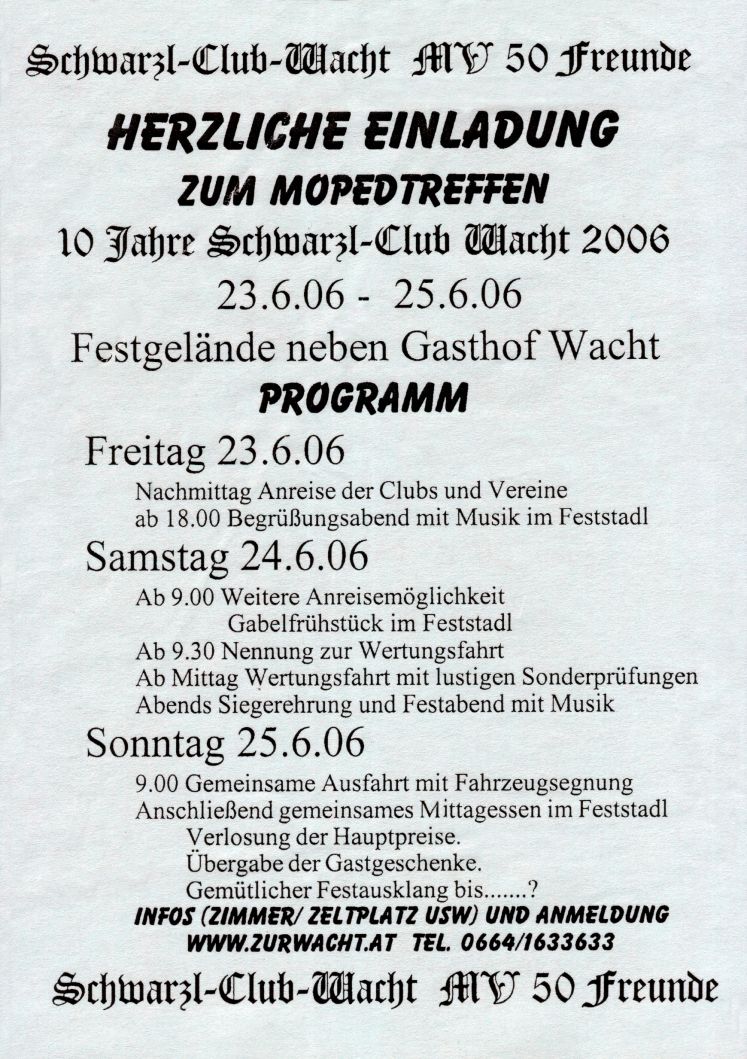 Schwarzlclub-programma