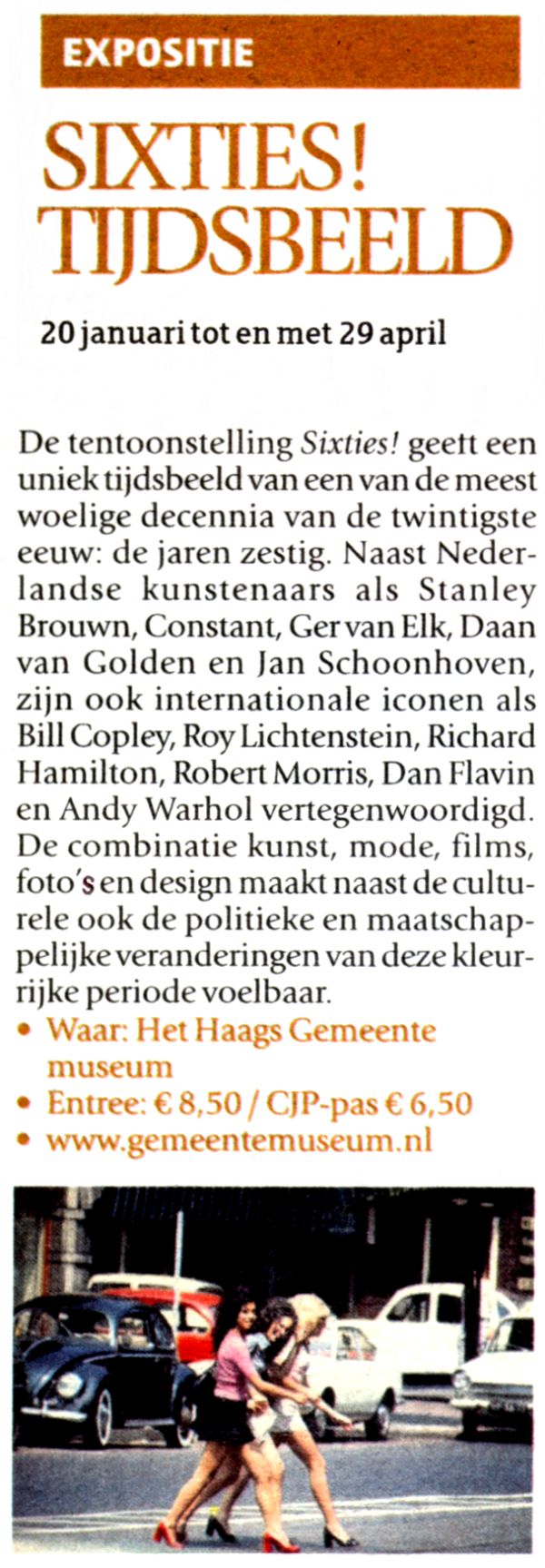 Sixties tentoonstelling artikeltje 1