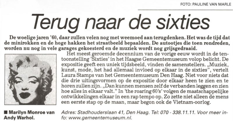 Sixties tentoonstelling artikeltje 2