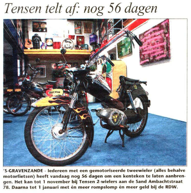 Tensen 2-wielers telt af artikeltje