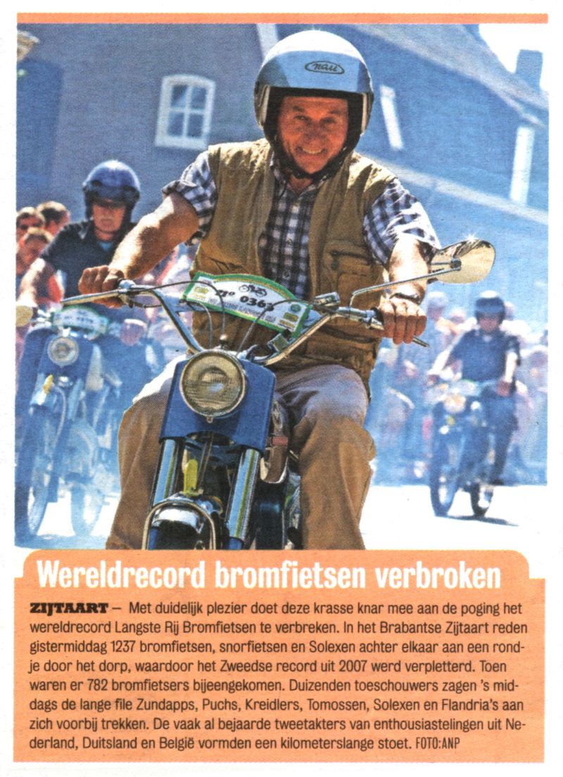 Wereldrecord langste rij bromfietsen verbroken